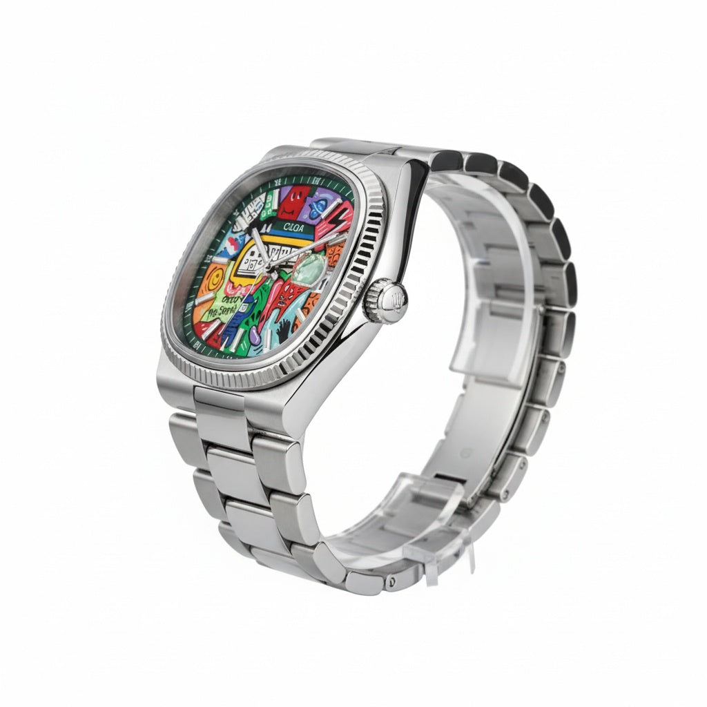 CILOA Square Painted Dial Quartz Watch, side profile