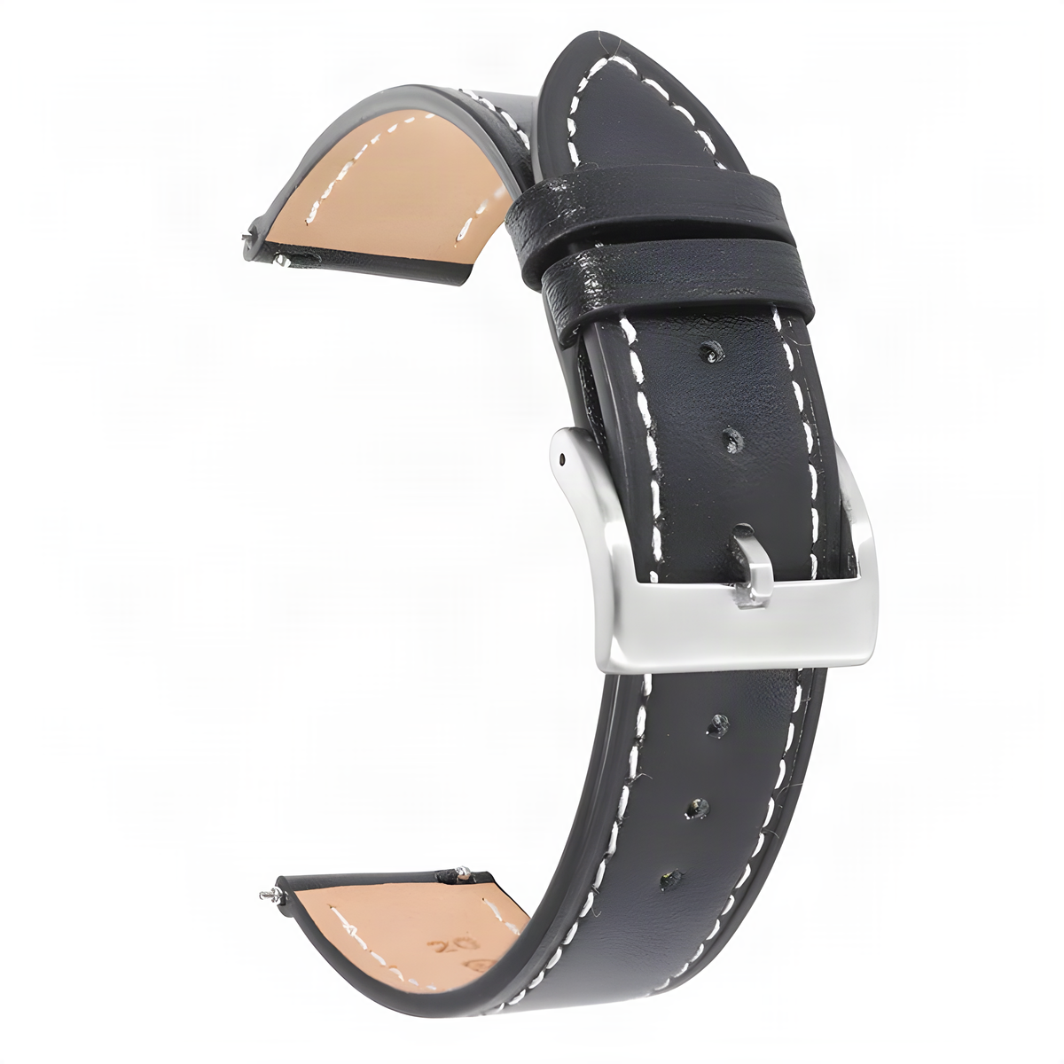 UPro Plain Top Grain Leather quick-release watch strap - Black