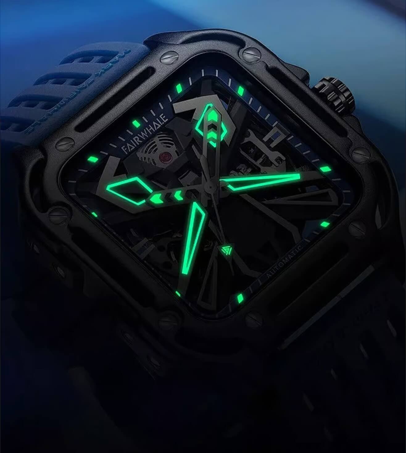 Mark Fairwhale 6540 Skeleton Automatic Watch, Square Case