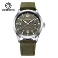 OCHSTIN automatic watch with silver case, green dial, and green strap