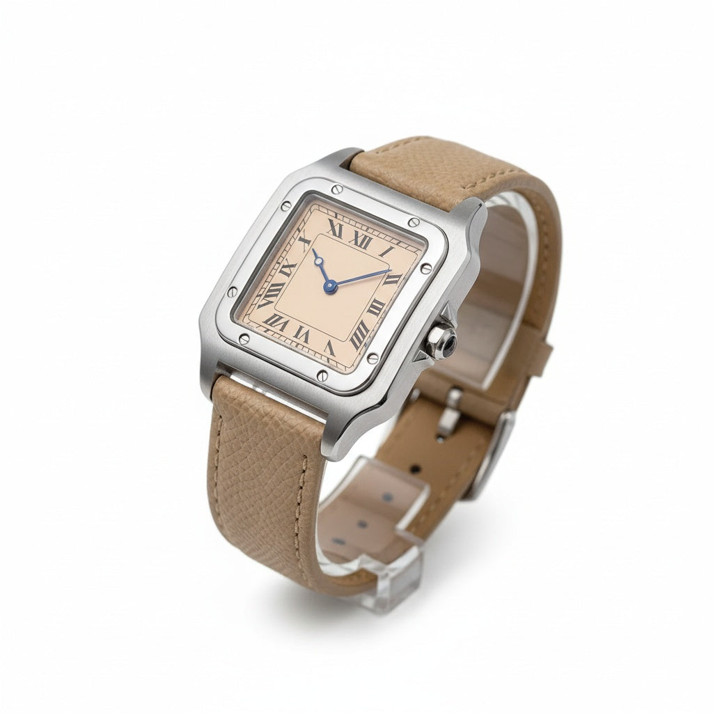 CILOA Retro Square Roman Numeral Quartz Watch, three-quarter angle