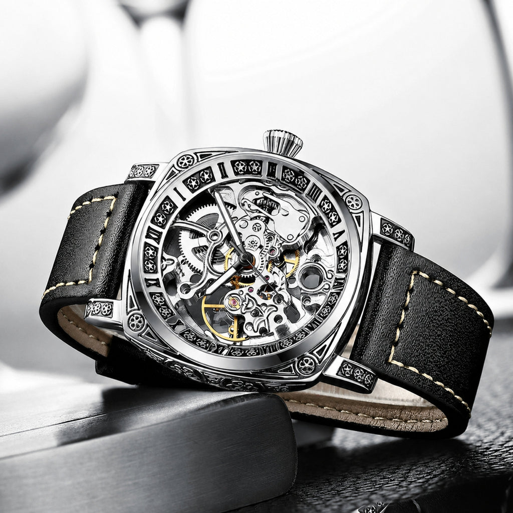 TEVISE T894 skeleton watch detail
