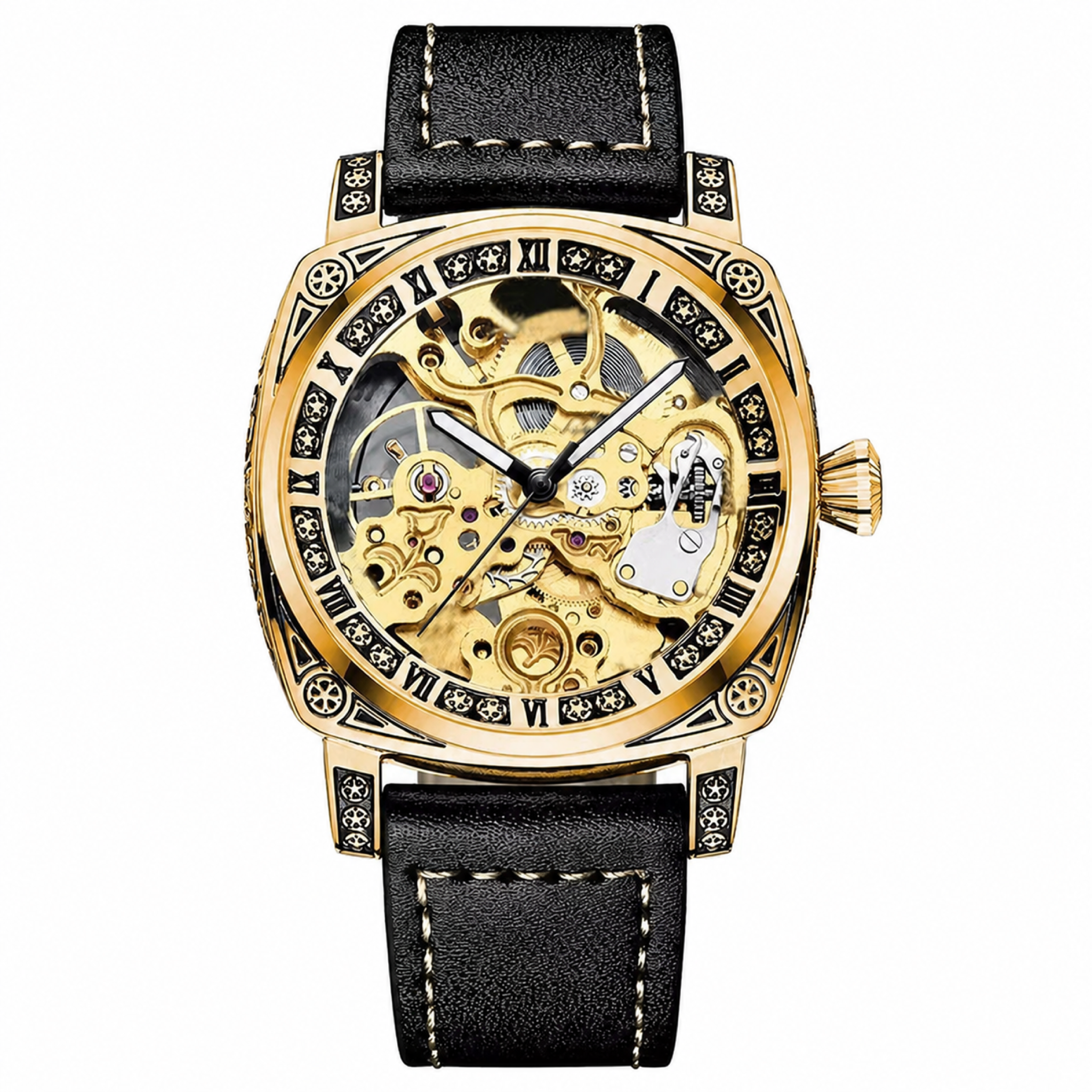 TEVISE T894 Gold skeleton watch