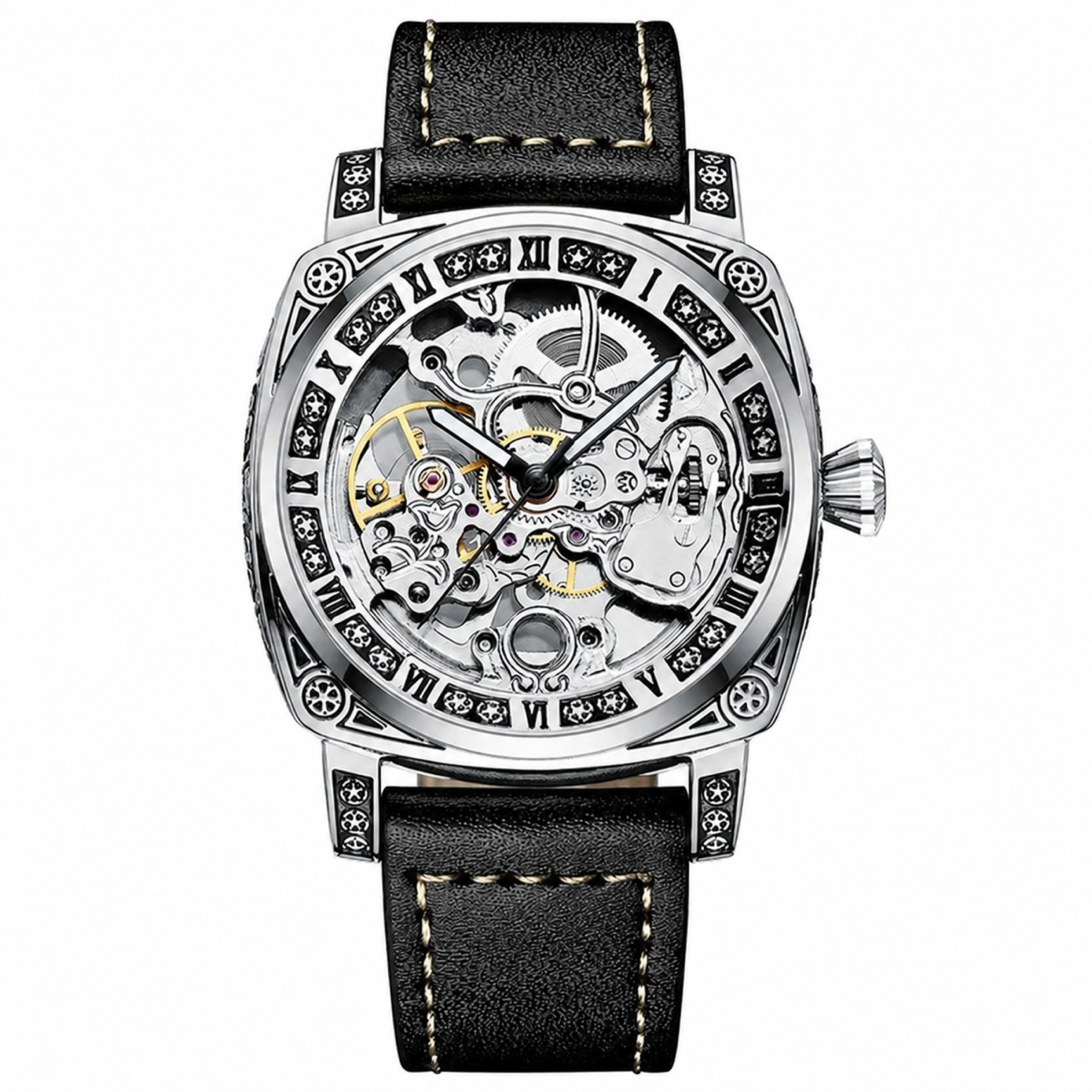 TEVISE T894 White skeleton watch