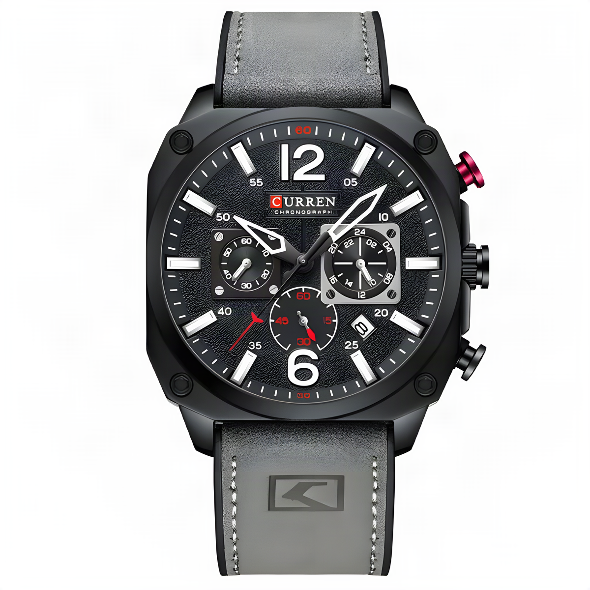 CURREN 8398 chronograph — gray leather