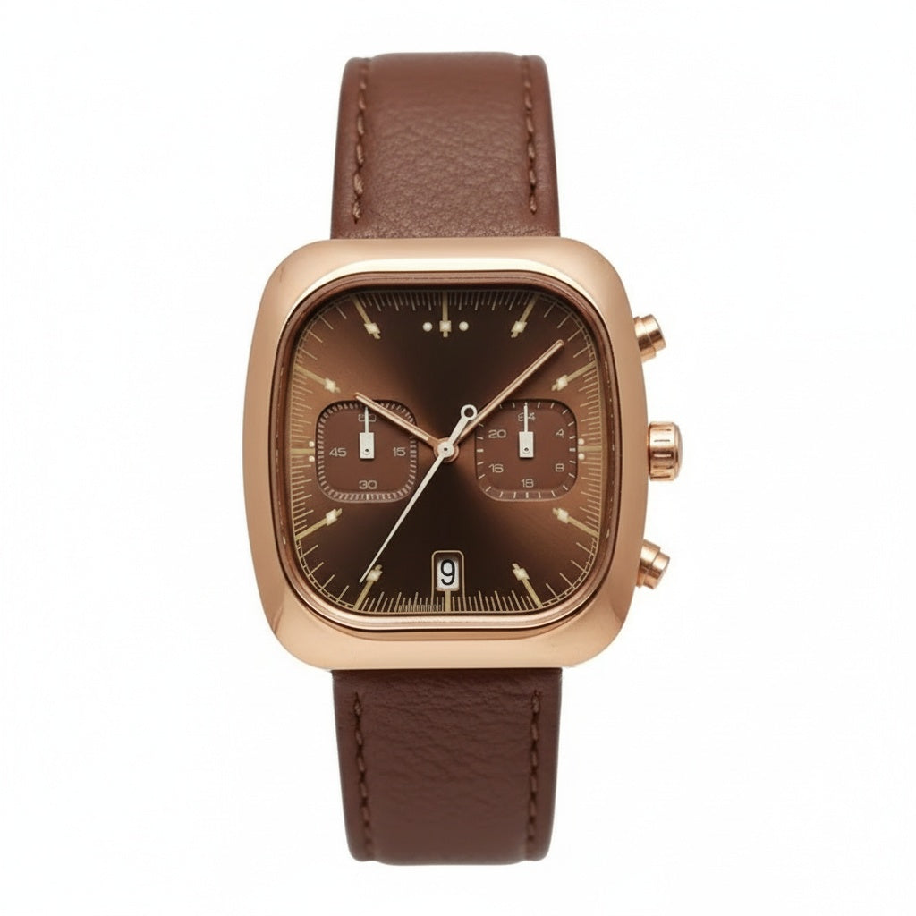CILOA Retro Cushion Square Chronograph Watch, studio view