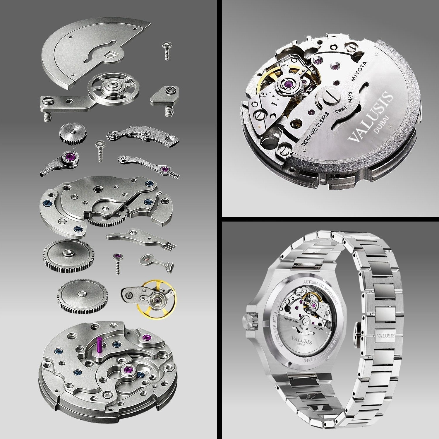 Valusis Lysium Black Automatic exhibition caseback