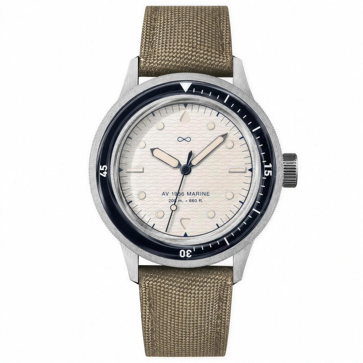AV86 1956 Marine automatic watch, off-white dial, navy bezel