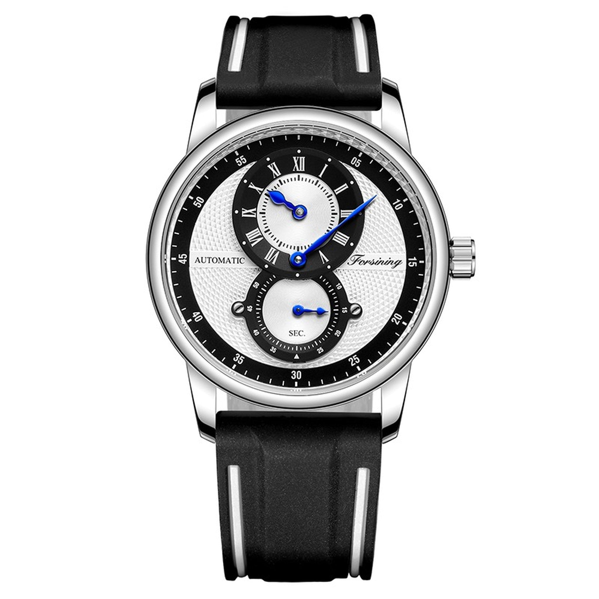 FORSINING 43mm automatic sport watch in Black / White