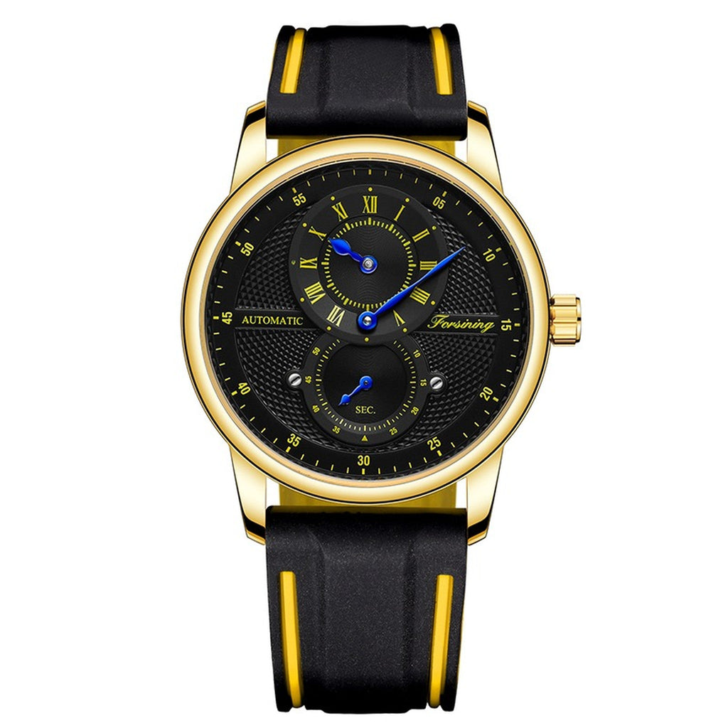 FORSINING 43mm automatic sport watch in Gold / Black