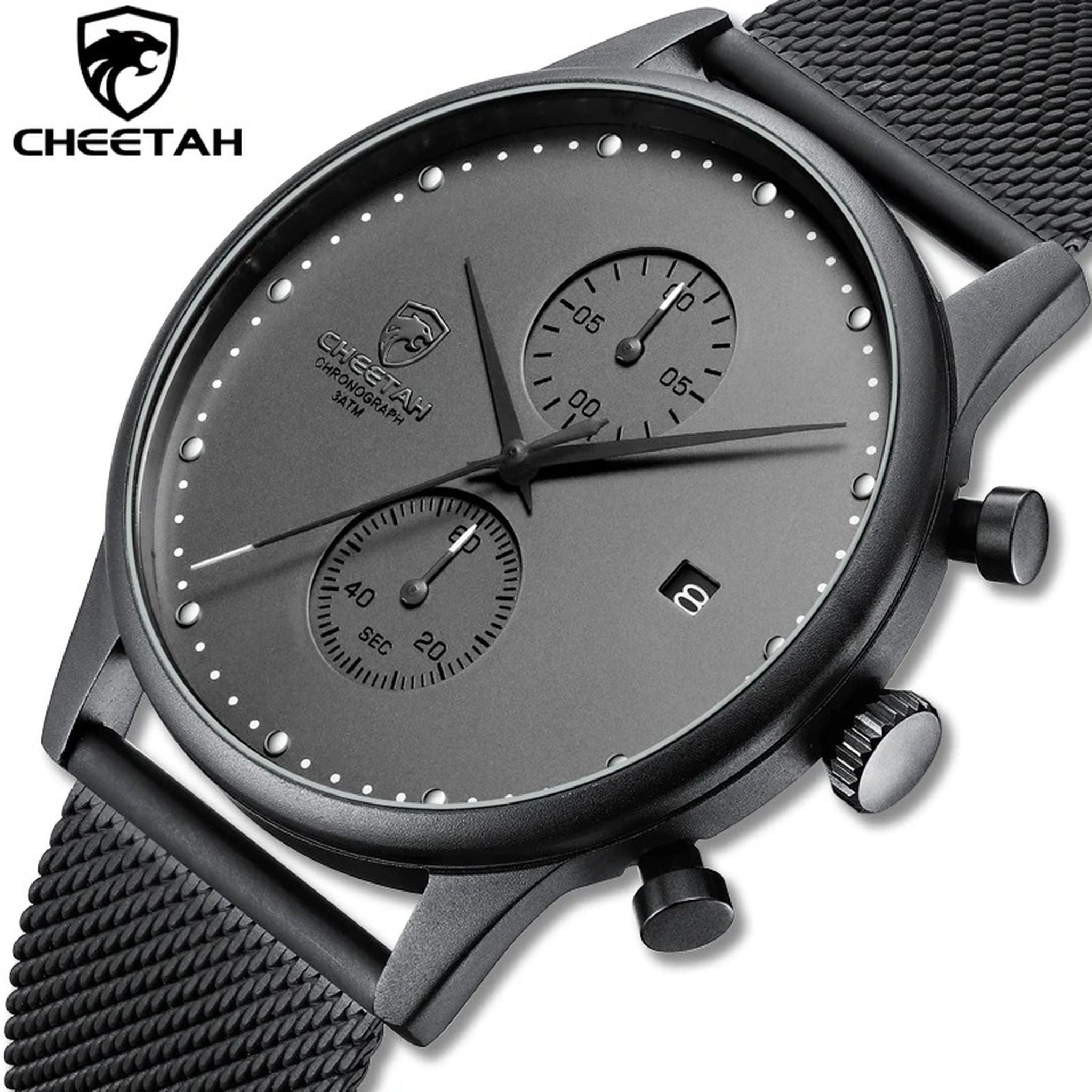 CHEETAH black and grey quartz chronograph close-up