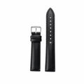 Black leather watch strap with silver pin buckle
