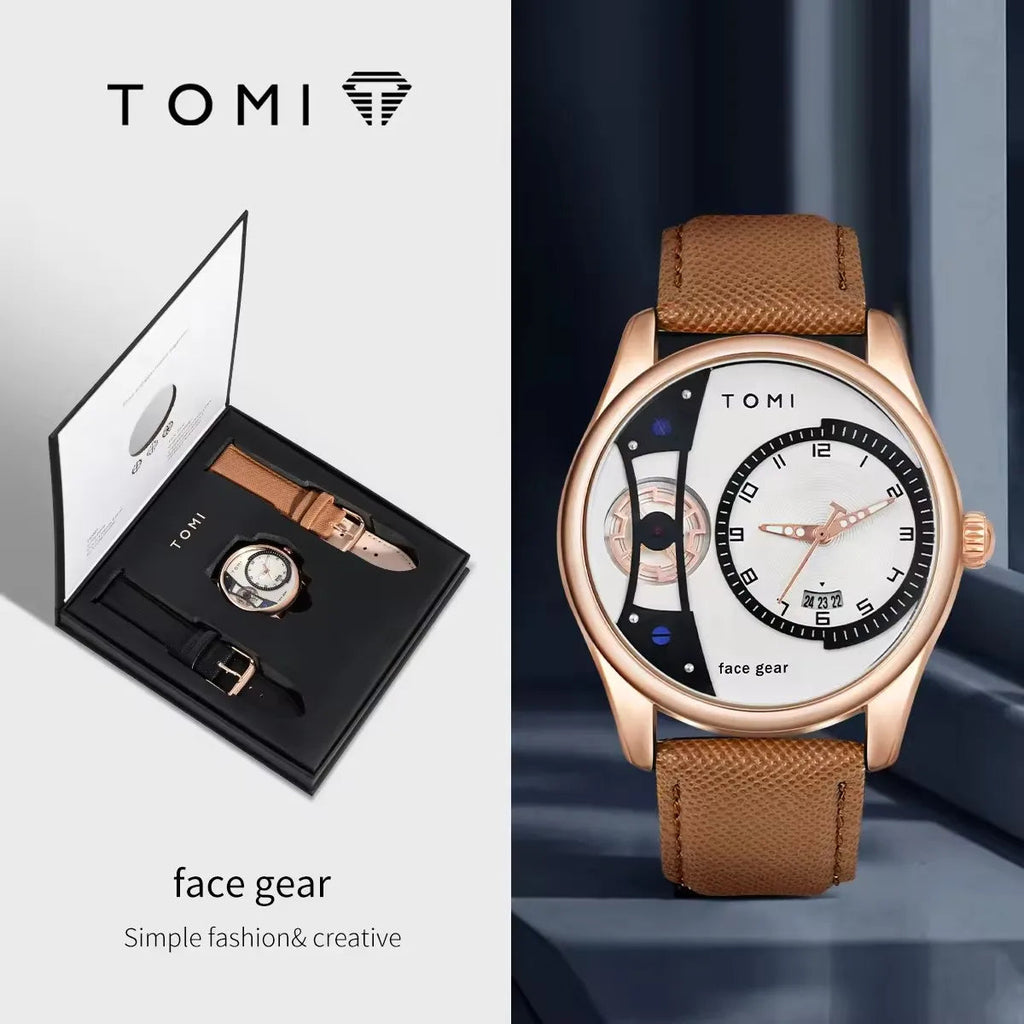 TOMI T105 Rose case white dial coffee band variant