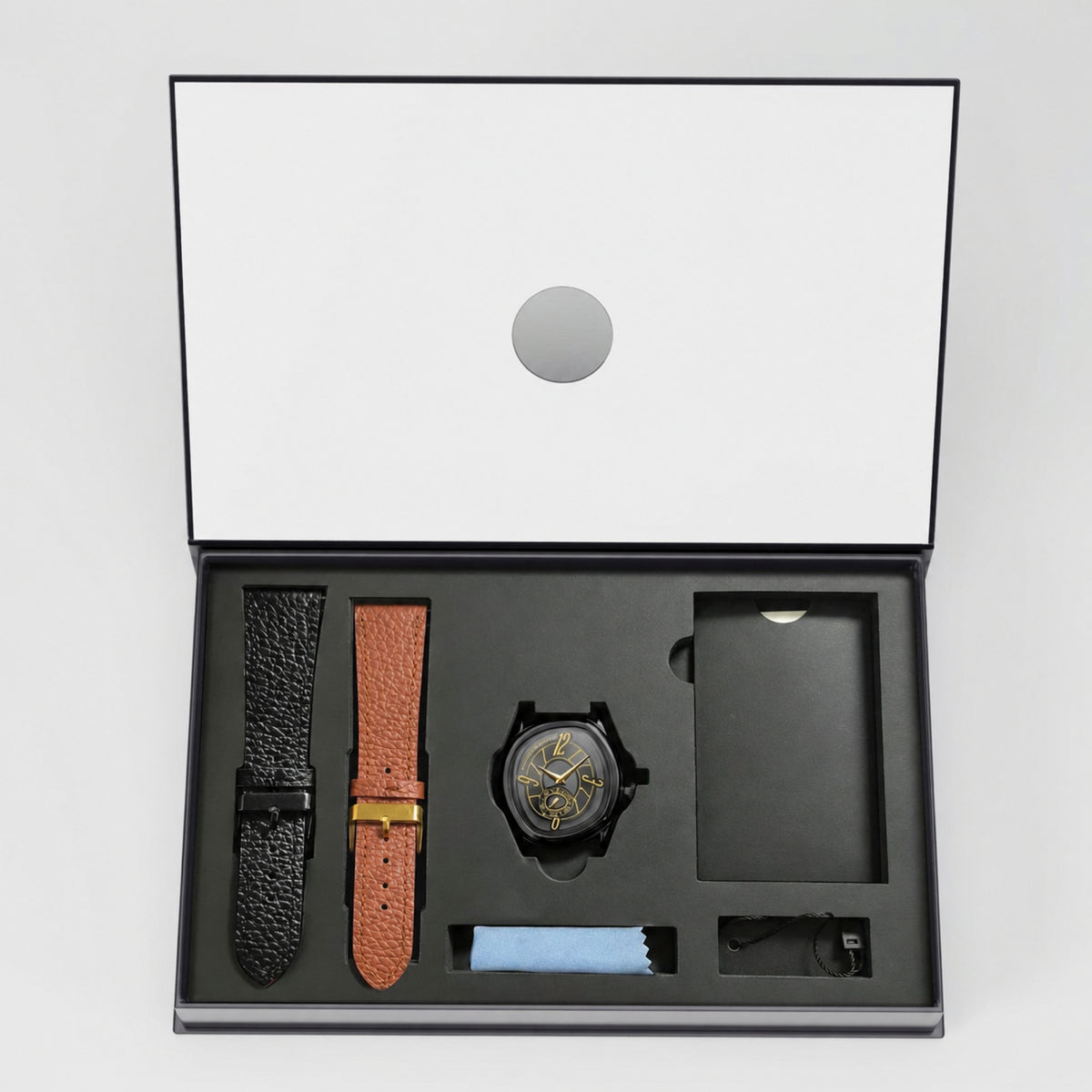 HANNAH MARTIN Black 1 geometric quartz watch gift set