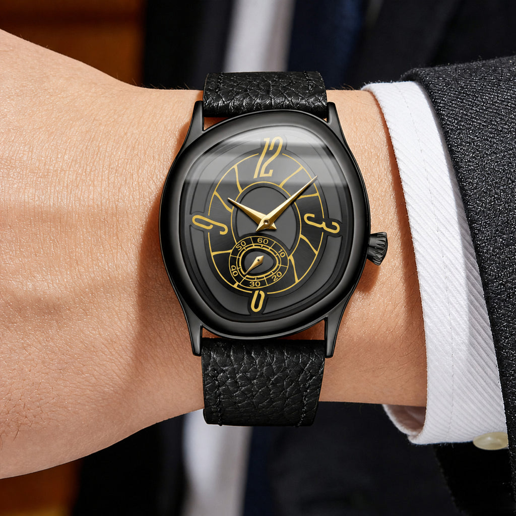 HANNAH MARTIN Black 1 geometric quartz watch on wrist
