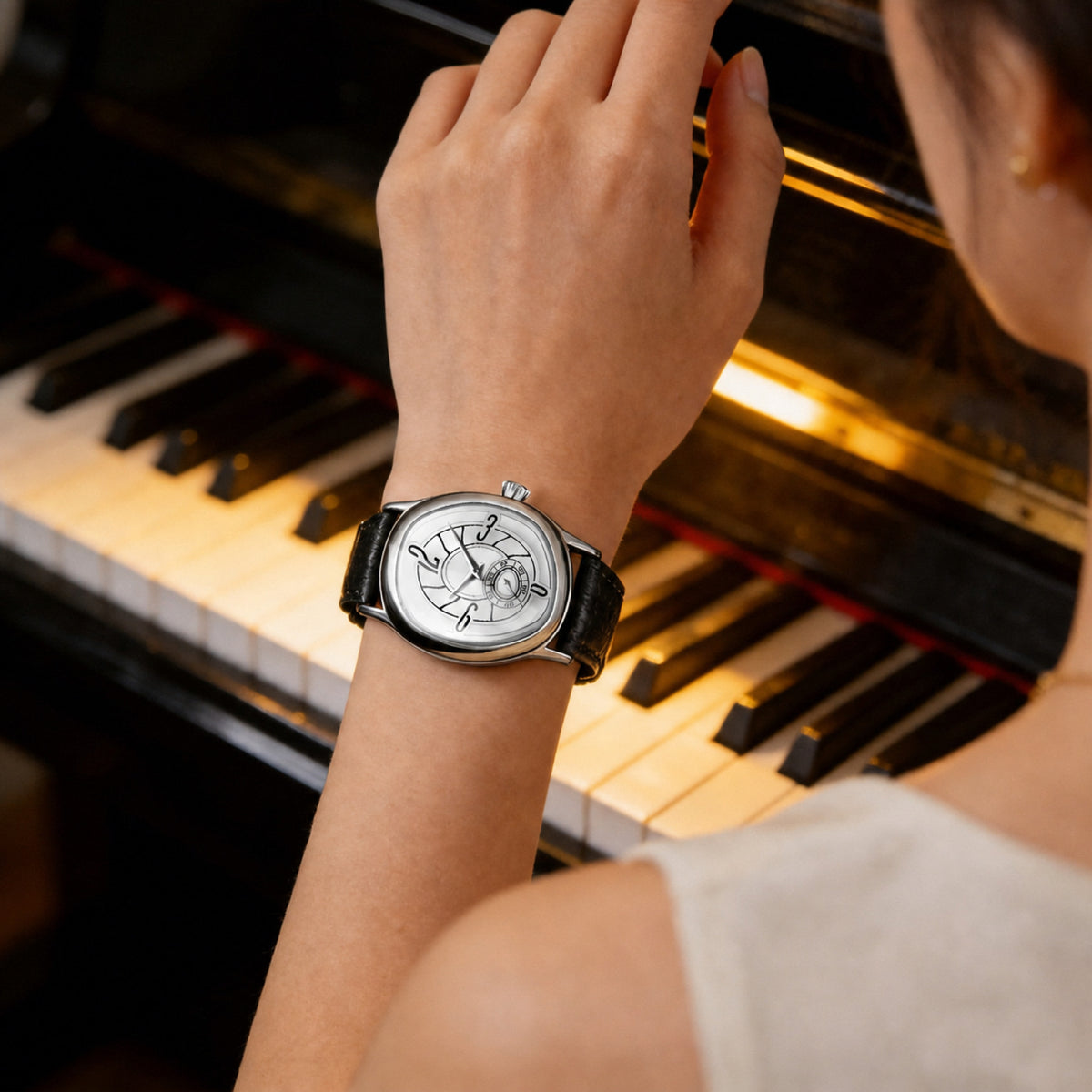 HANNAH MARTIN Silver 1 geometric quartz watch lifestyle view
