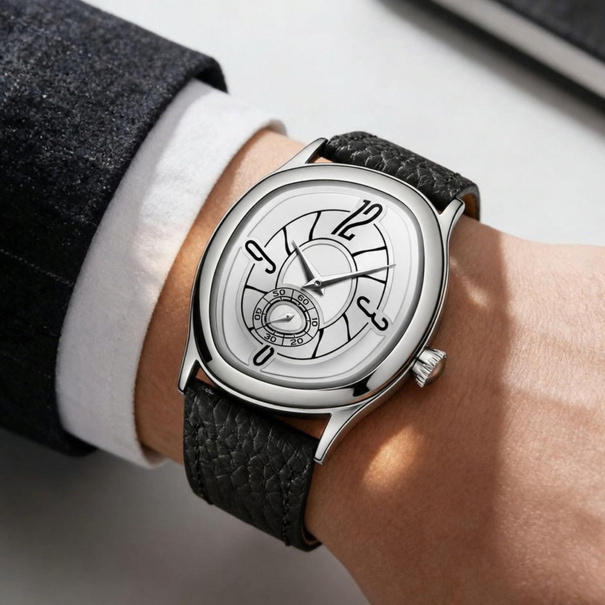 HANNAH MARTIN Silver 1 geometric quartz watch on wrist