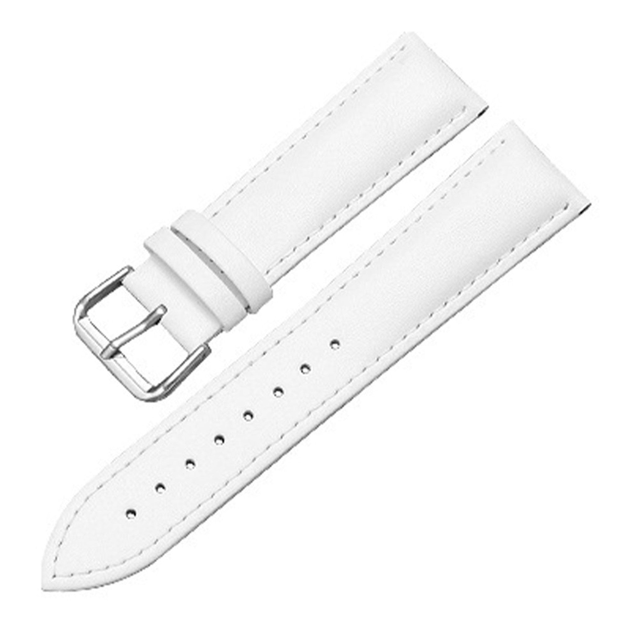 White genuine leather watch strap, non-quick-release