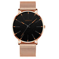 AWC minimalist mesh quartz watch, Rose Gold and Black