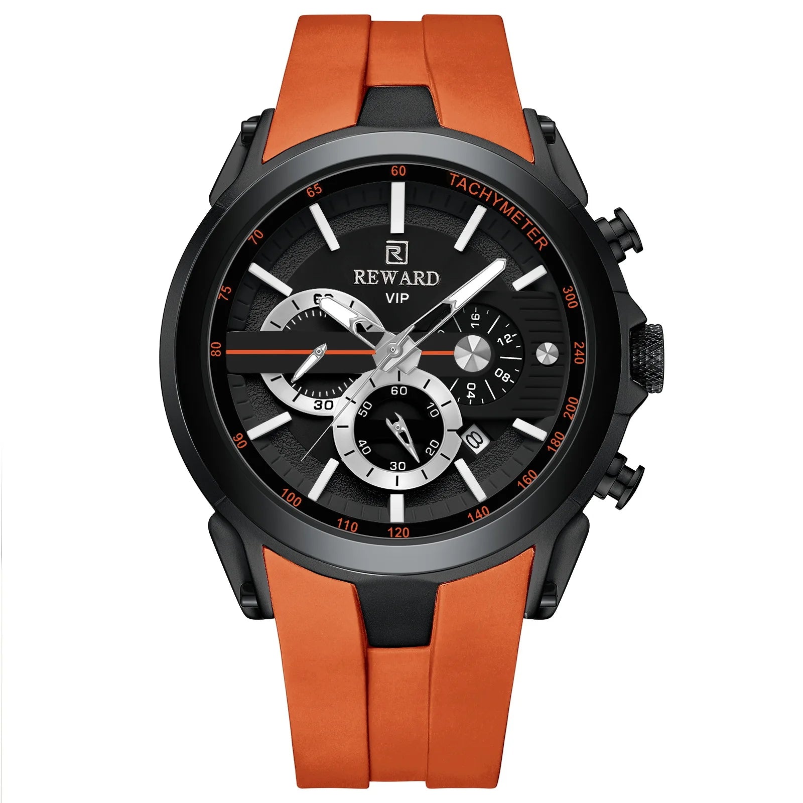 REWARD VIP 48mm silicone chronograph watch in Orange