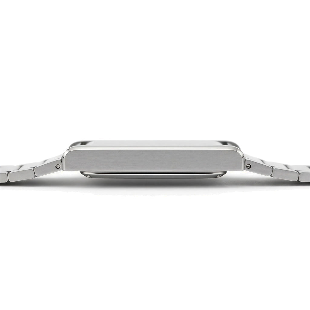 AWC rolling disc watch side profile showing the slim 8mm case