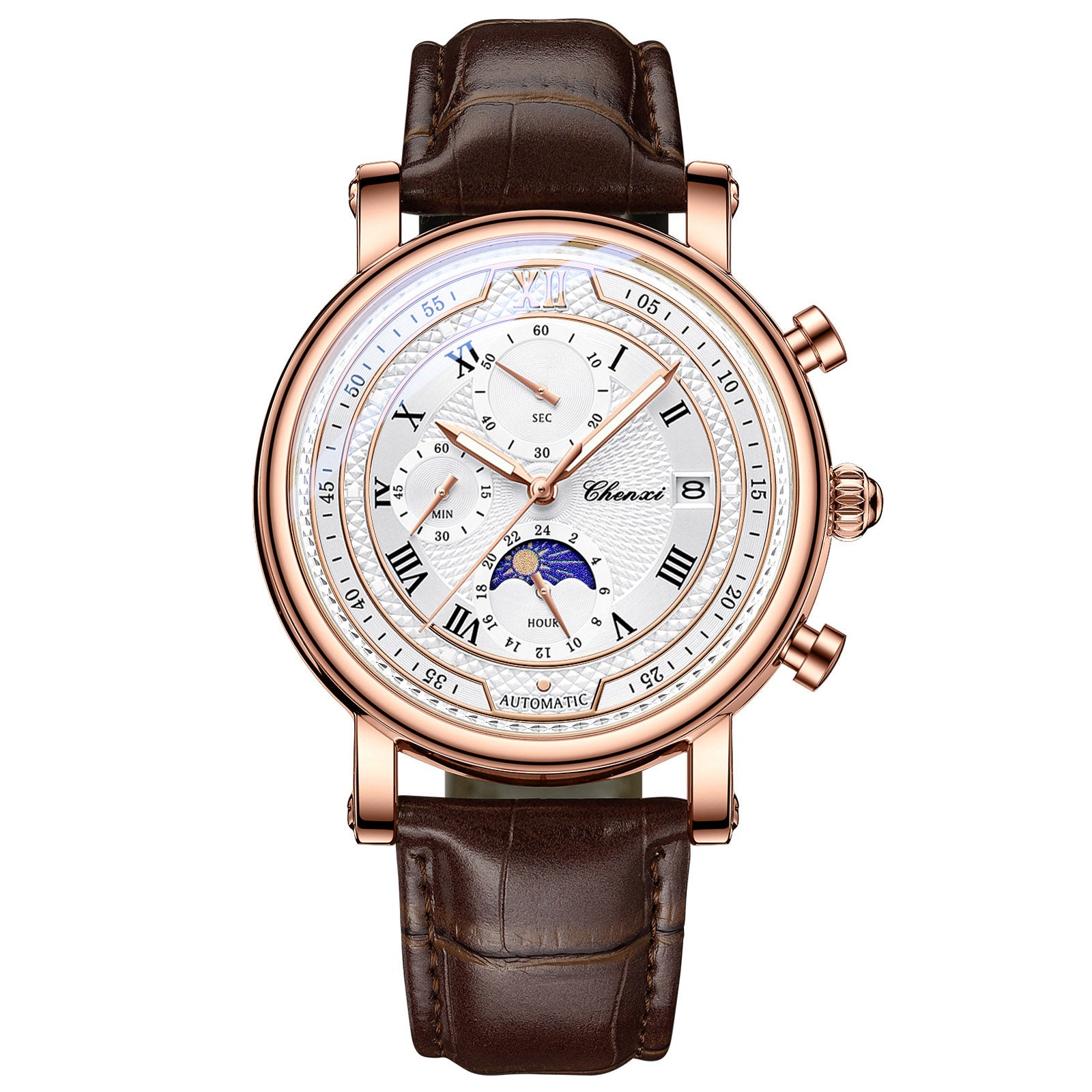 1GW 44mm layered Roman-dial quartz watch in Brown / White