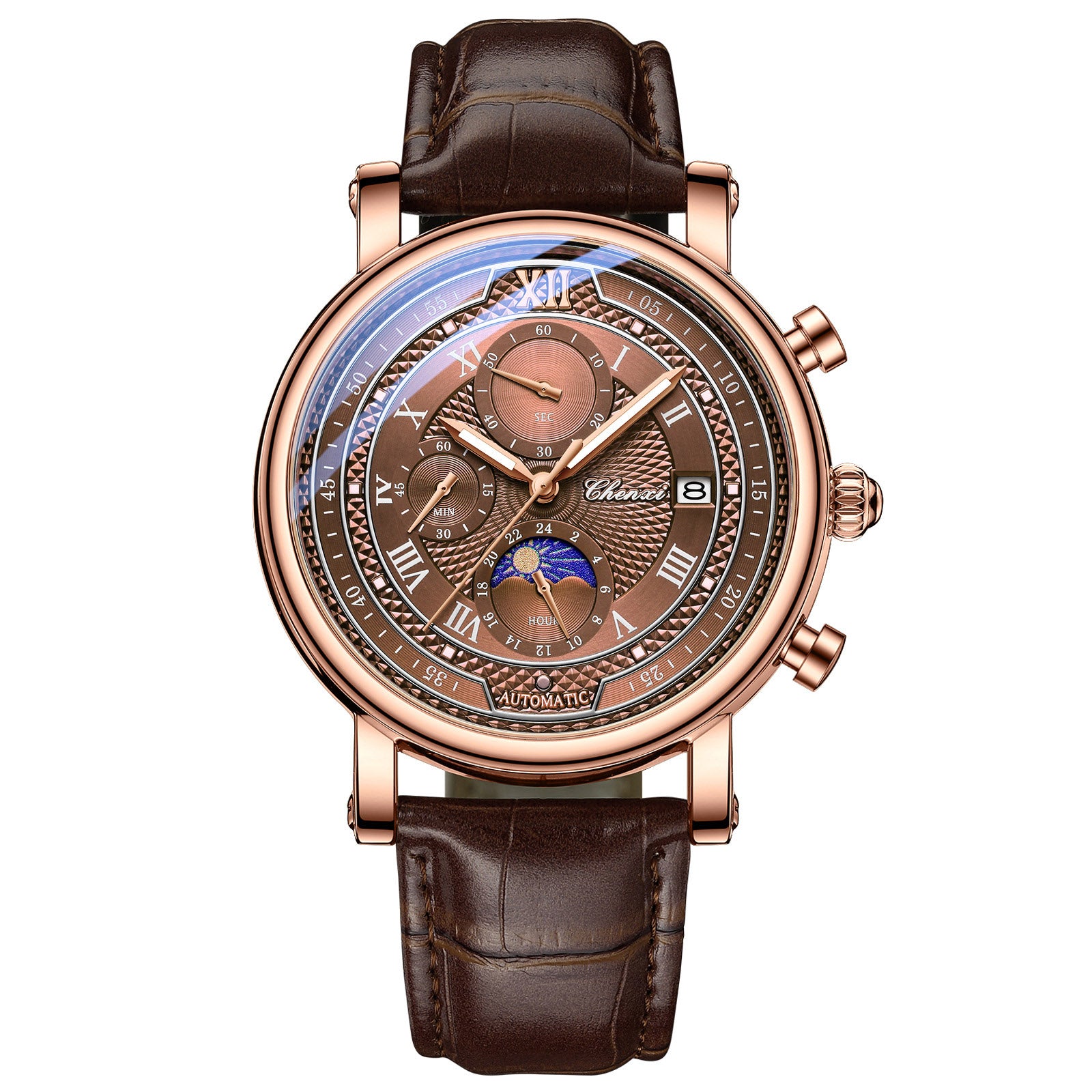 1GW 44mm layered Roman-dial quartz watch in Brown