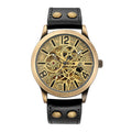 AWC Shenhua skeleton automatic watch with black leather strap