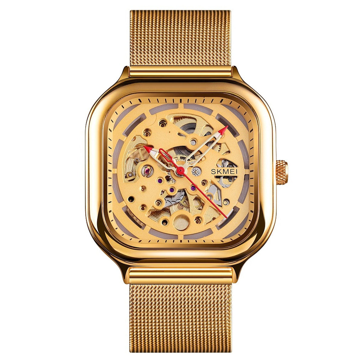 SKMEI 9184 Gold Case Gold Face Gold Mesh automatic watch