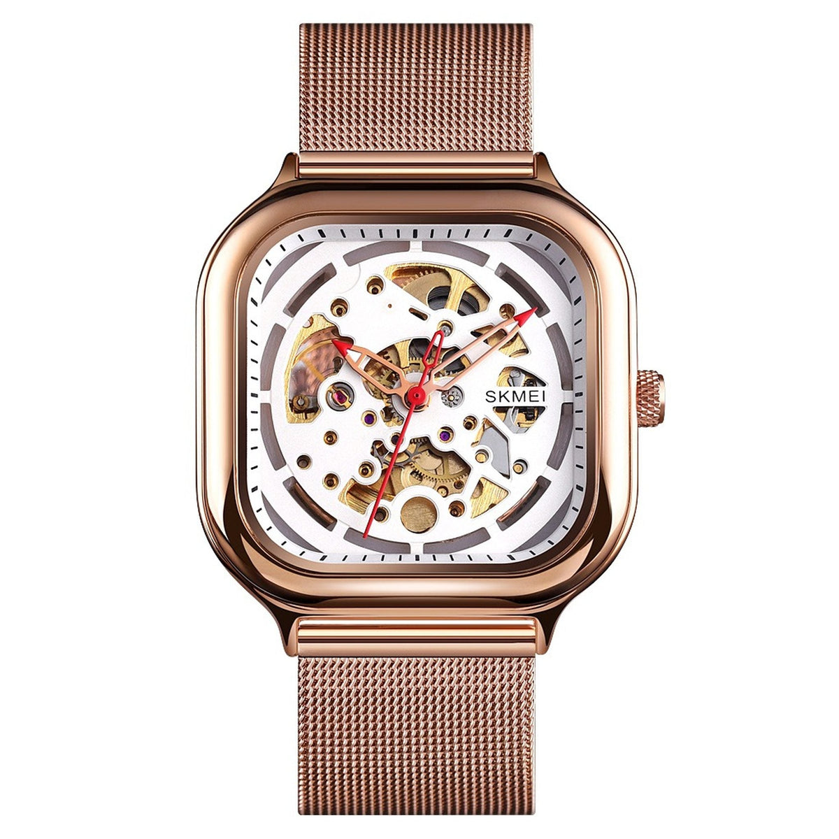 SKMEI 9184 Rose Gold Case Rose Gold Mesh automatic watch