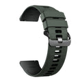 Army green and black two-tone silicone quick-release watch strap