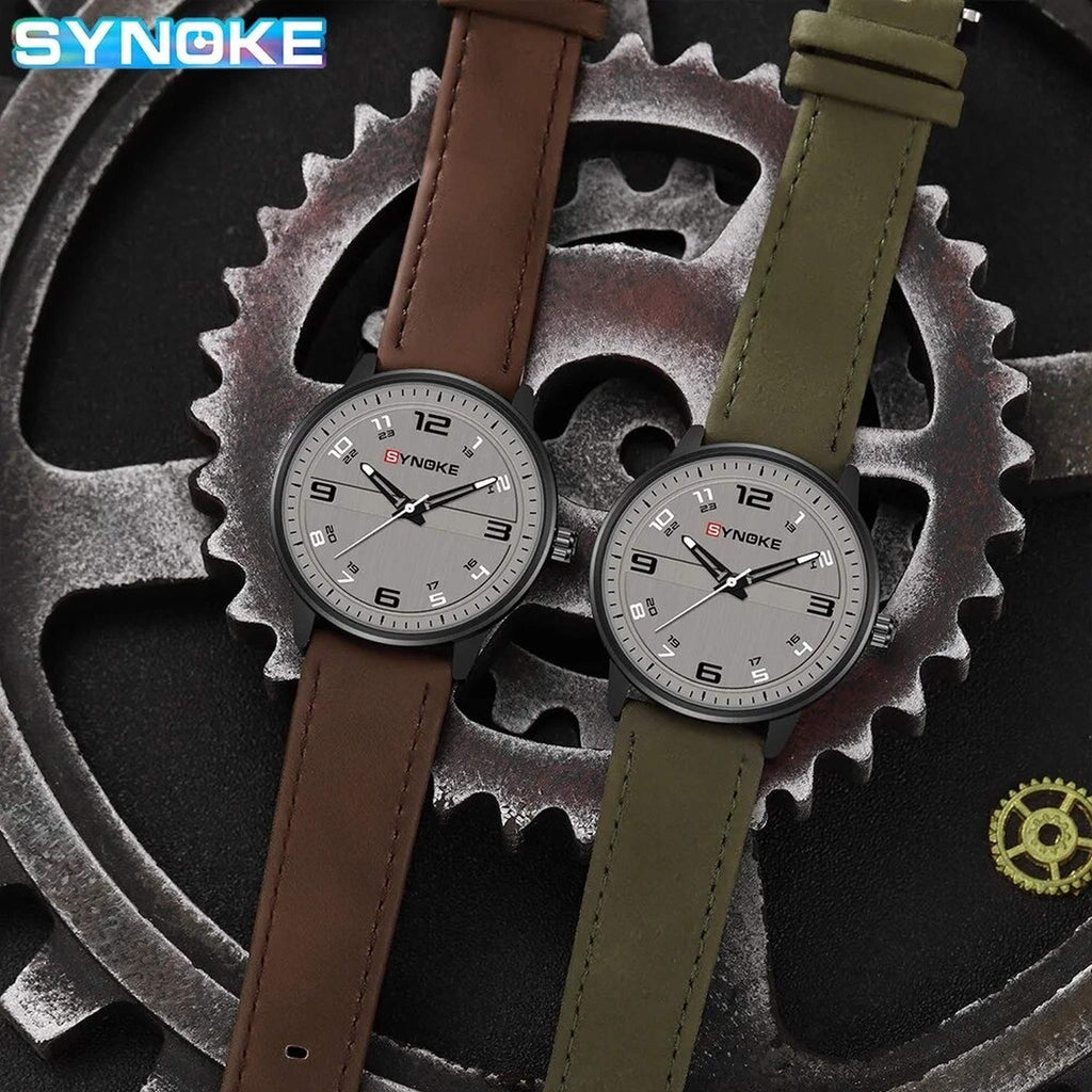 AWC Green and Brown retro leather quartz watches