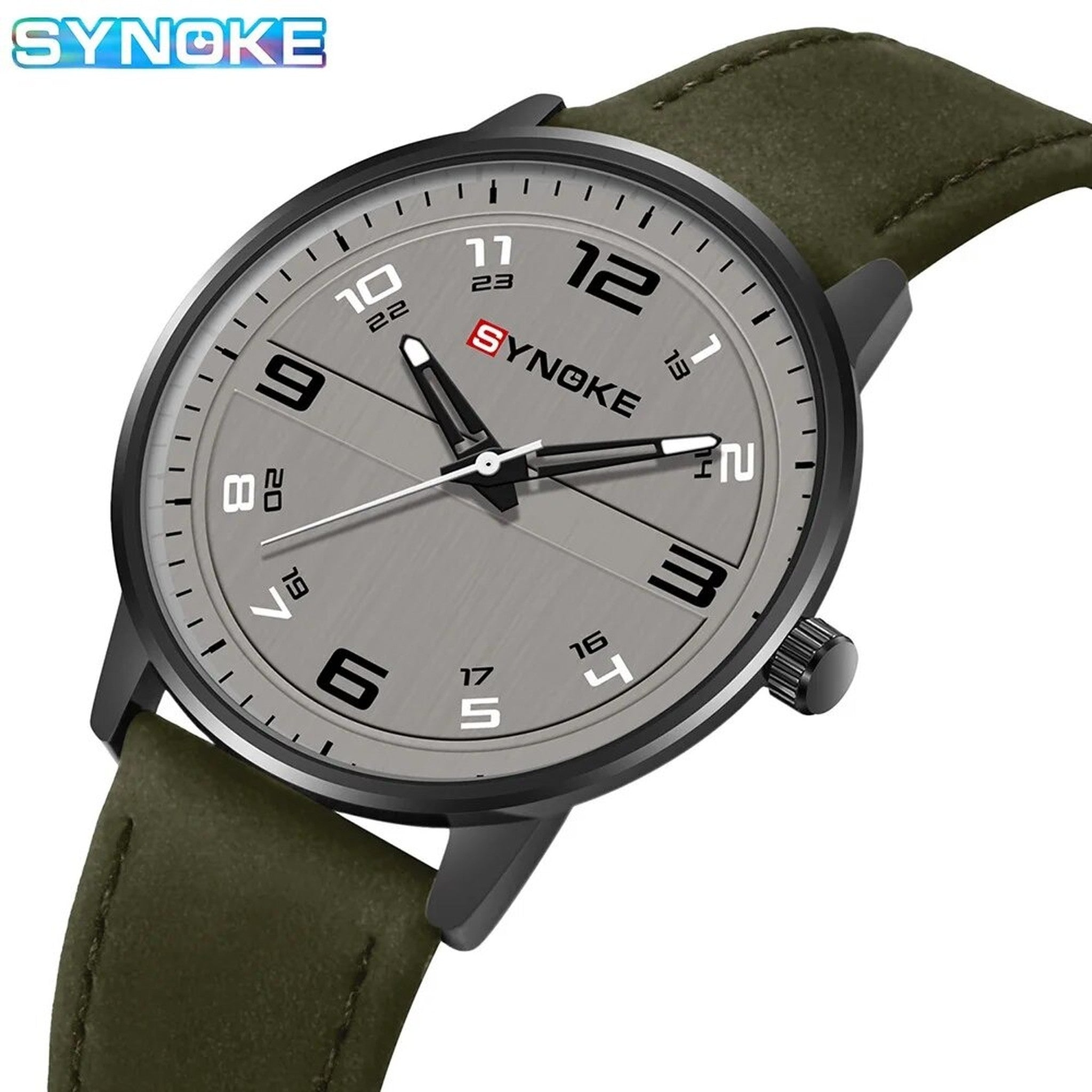 AWC Green retro leather quartz watch product view