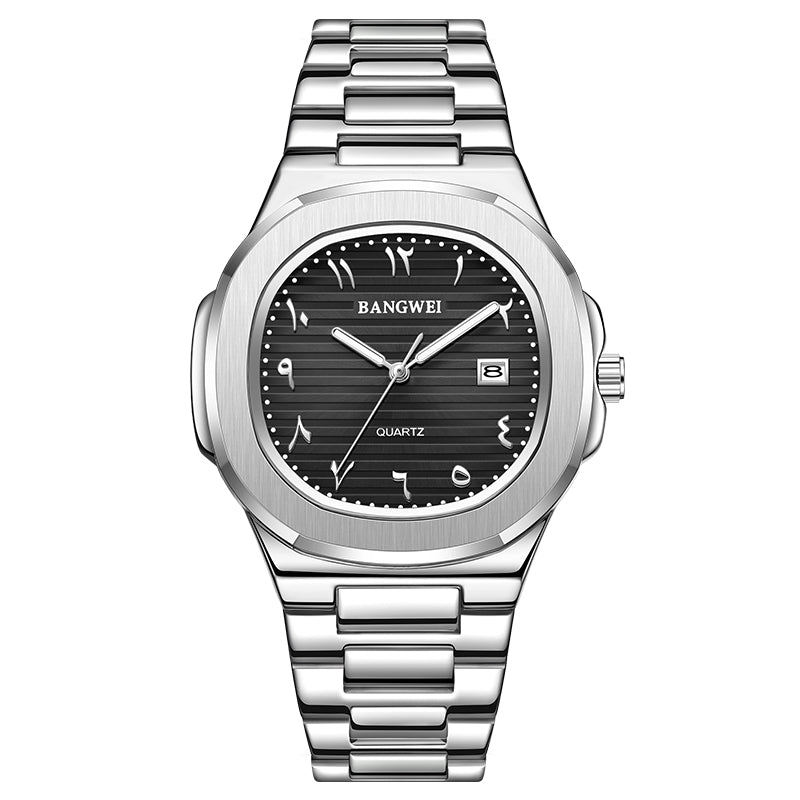 BANGWEI 8821 Silver Black quartz watch