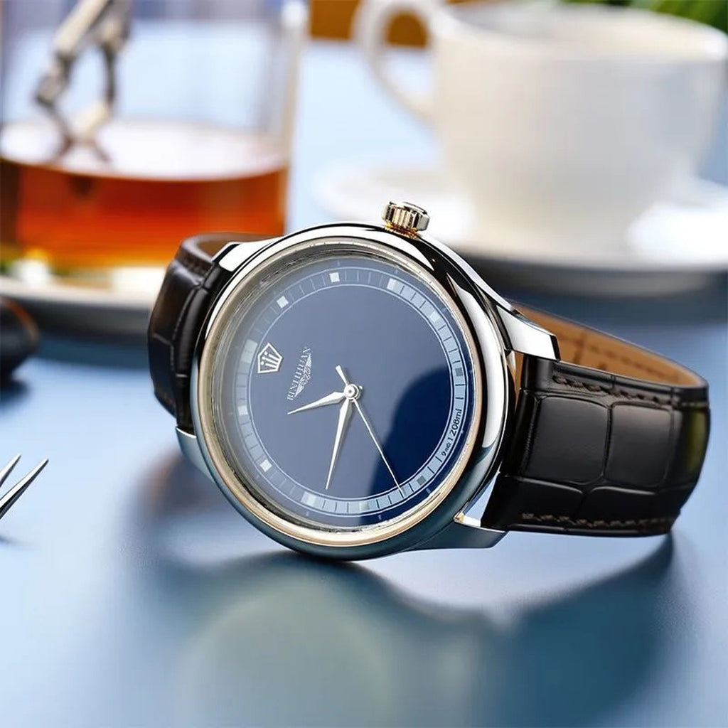 BINIHUAN blue-dial quartz watch view 3