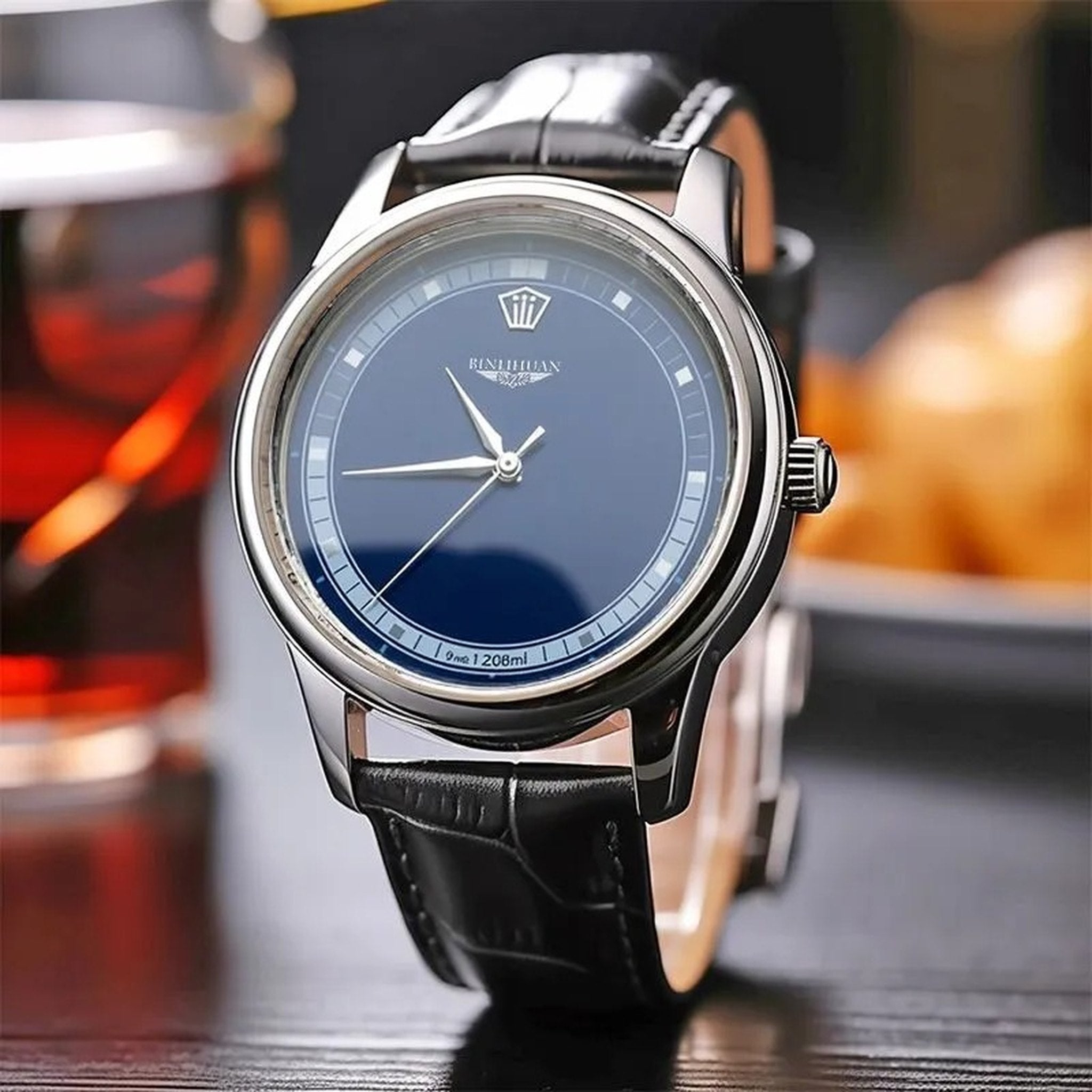 BINIHUAN blue-dial quartz watch view 5