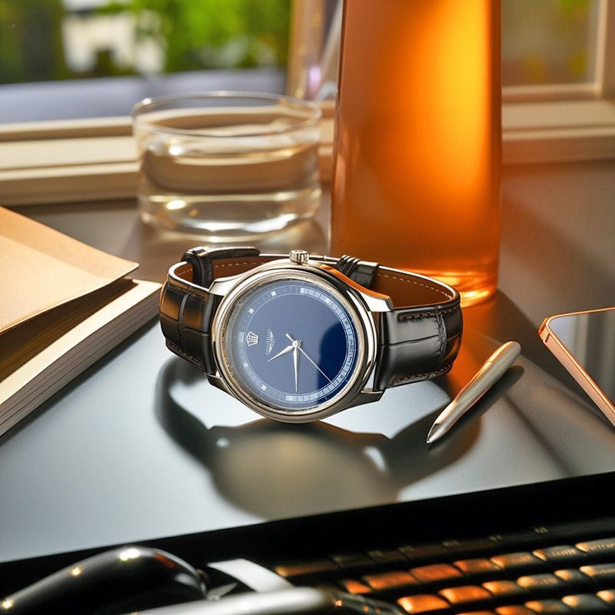 BINIHUAN blue-dial quartz watch view 8