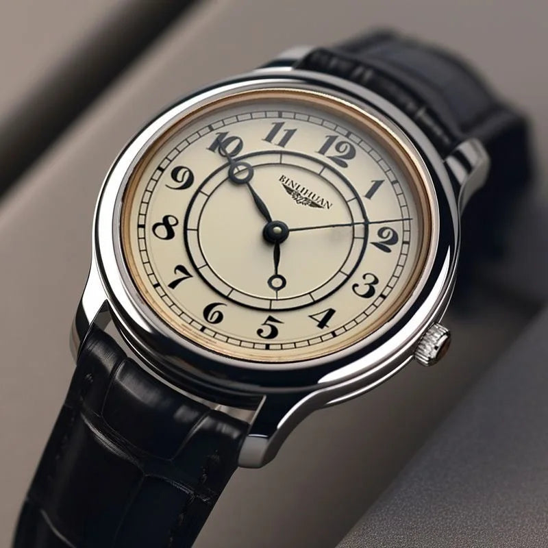 BINIHUAN retro cream dial watch supplier close-up