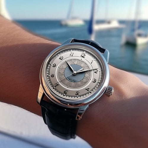 AWC ornate gray dial with blue center detail