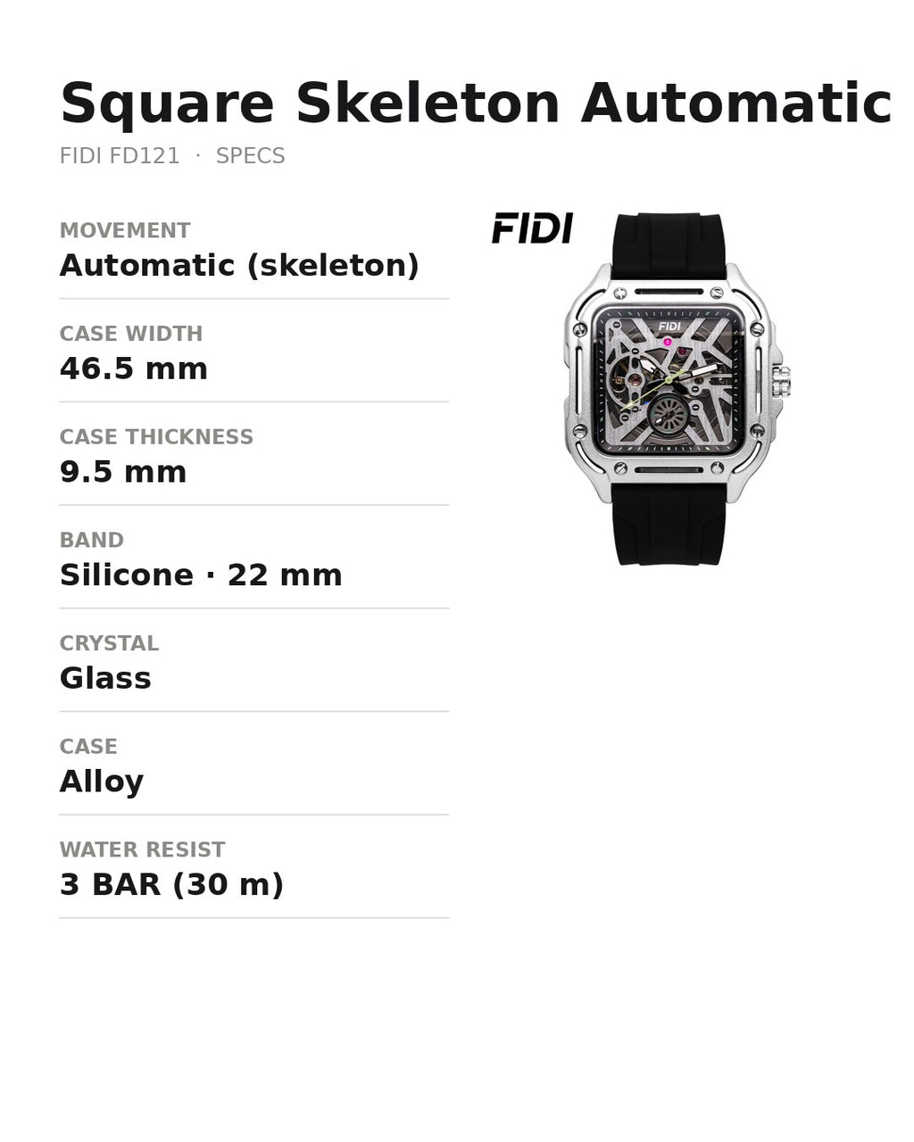 FIDI FD121 specifications card