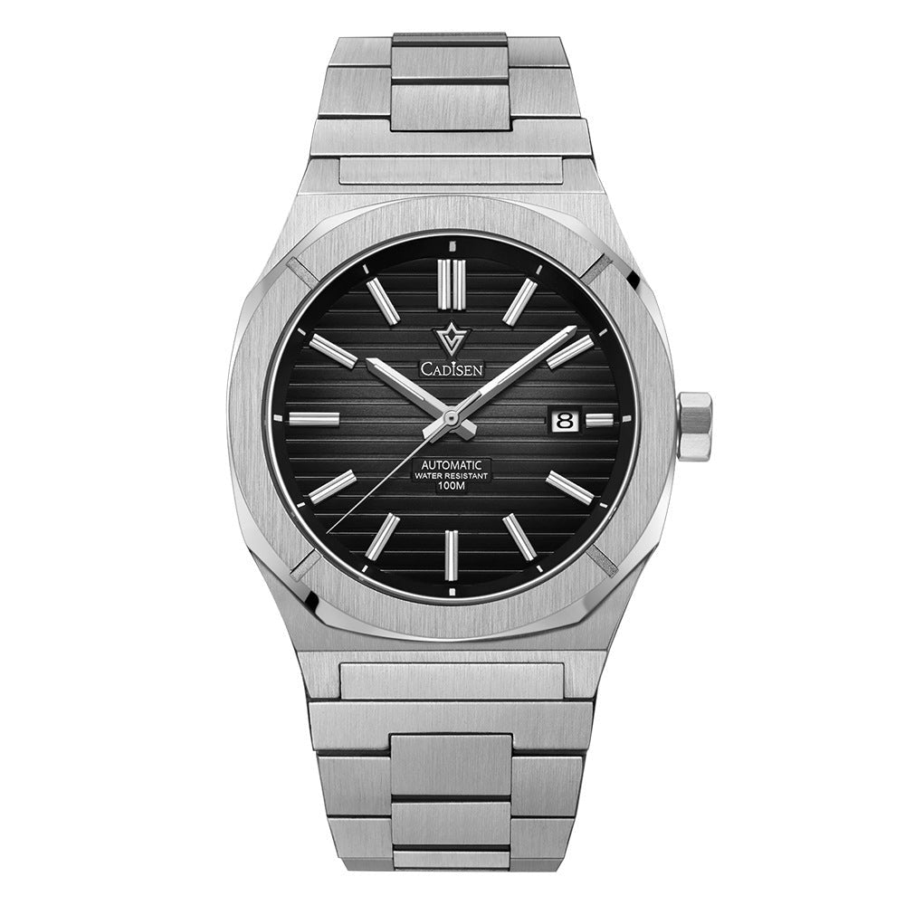 CADISEN sapphire integrated-bracelet automatic 40mm black dial