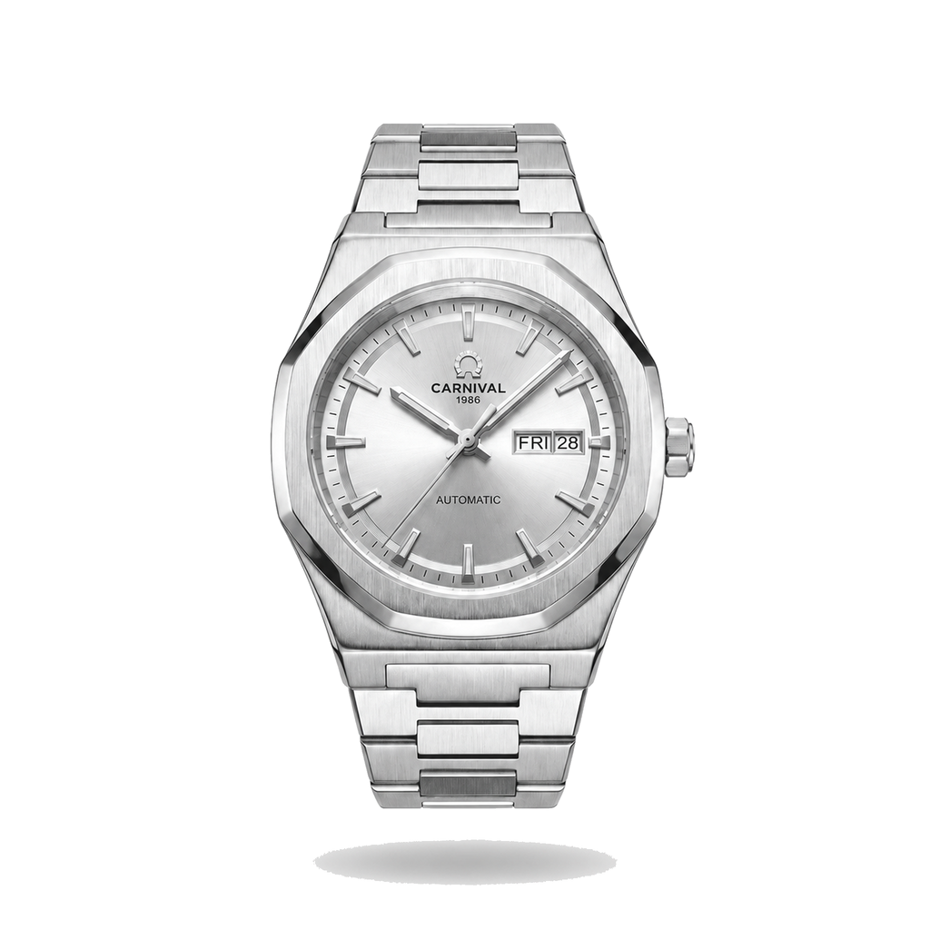 Carnival Octagon automatic watch with gray dial on pure white
