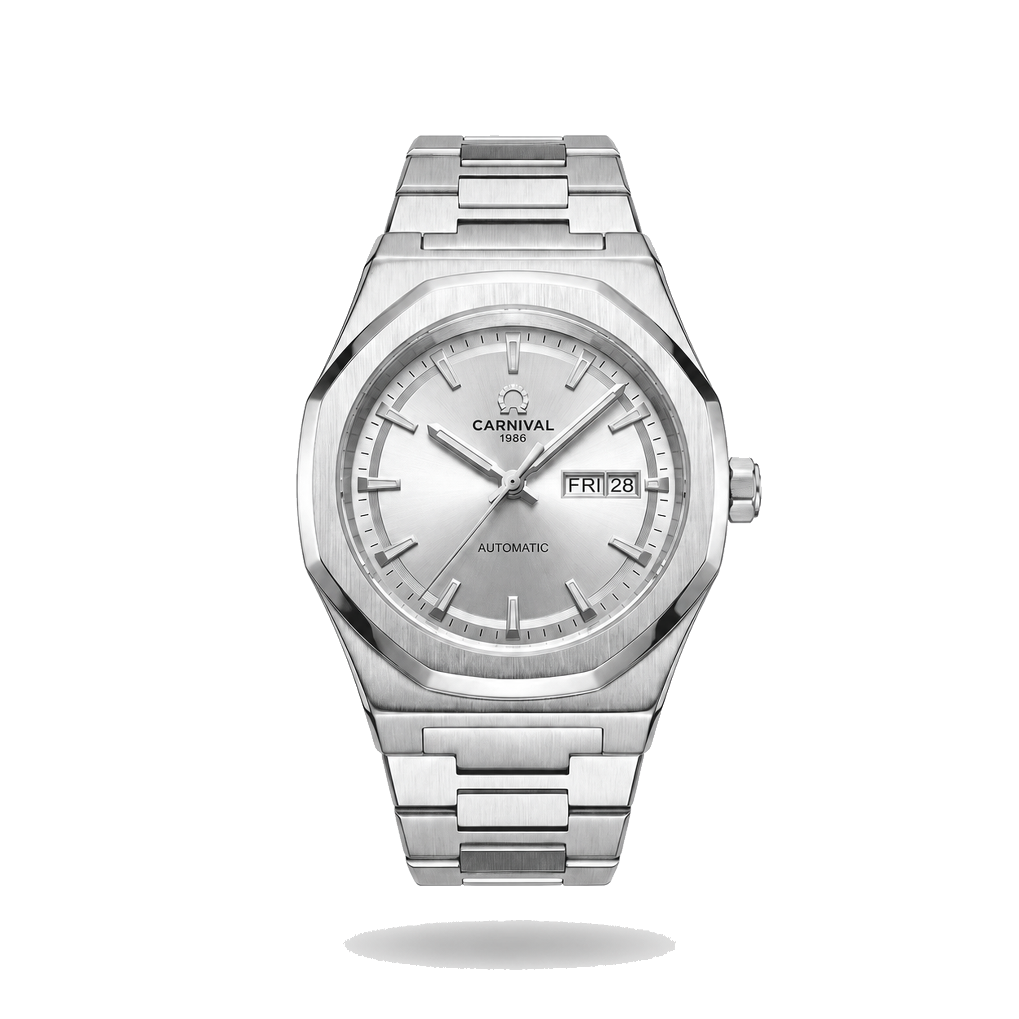 Carnival Octagon automatic watch with gray dial on pure white