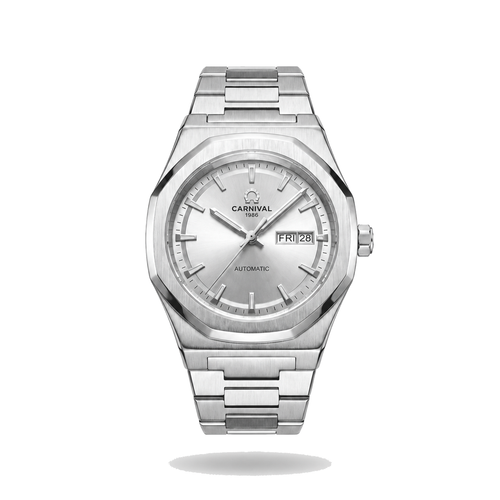 Carnival Octagon automatic watch with gray dial on pure white