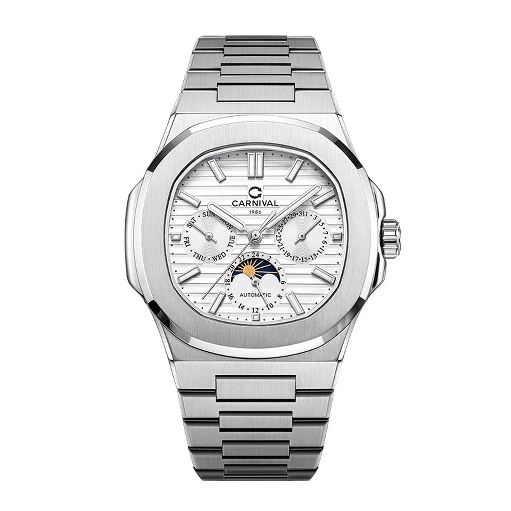 Carnival Snowflake White automatic watch front view
