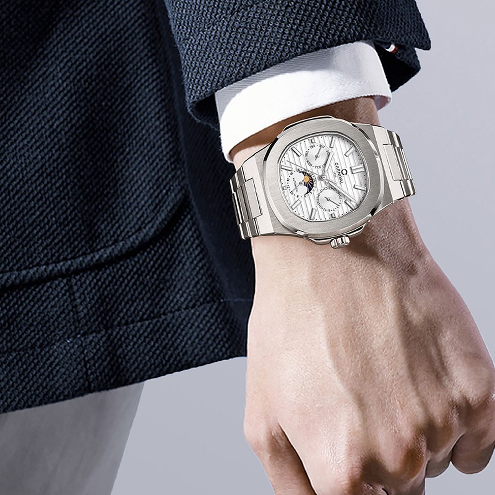 Carnival Snowflake White automatic watch wrist view