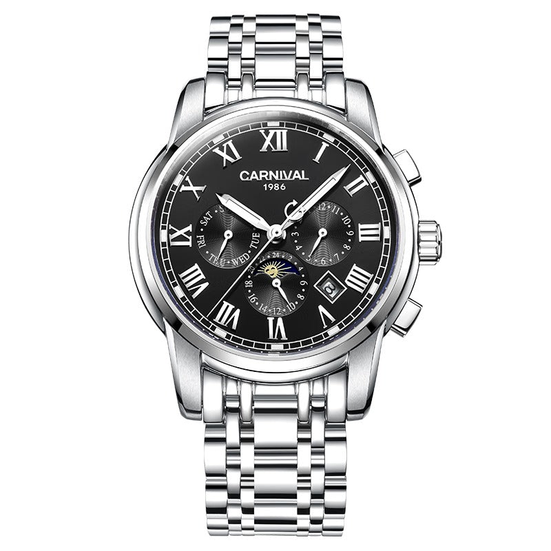 Carnival Moonphase Automatic Watch, Steel Bracelet
