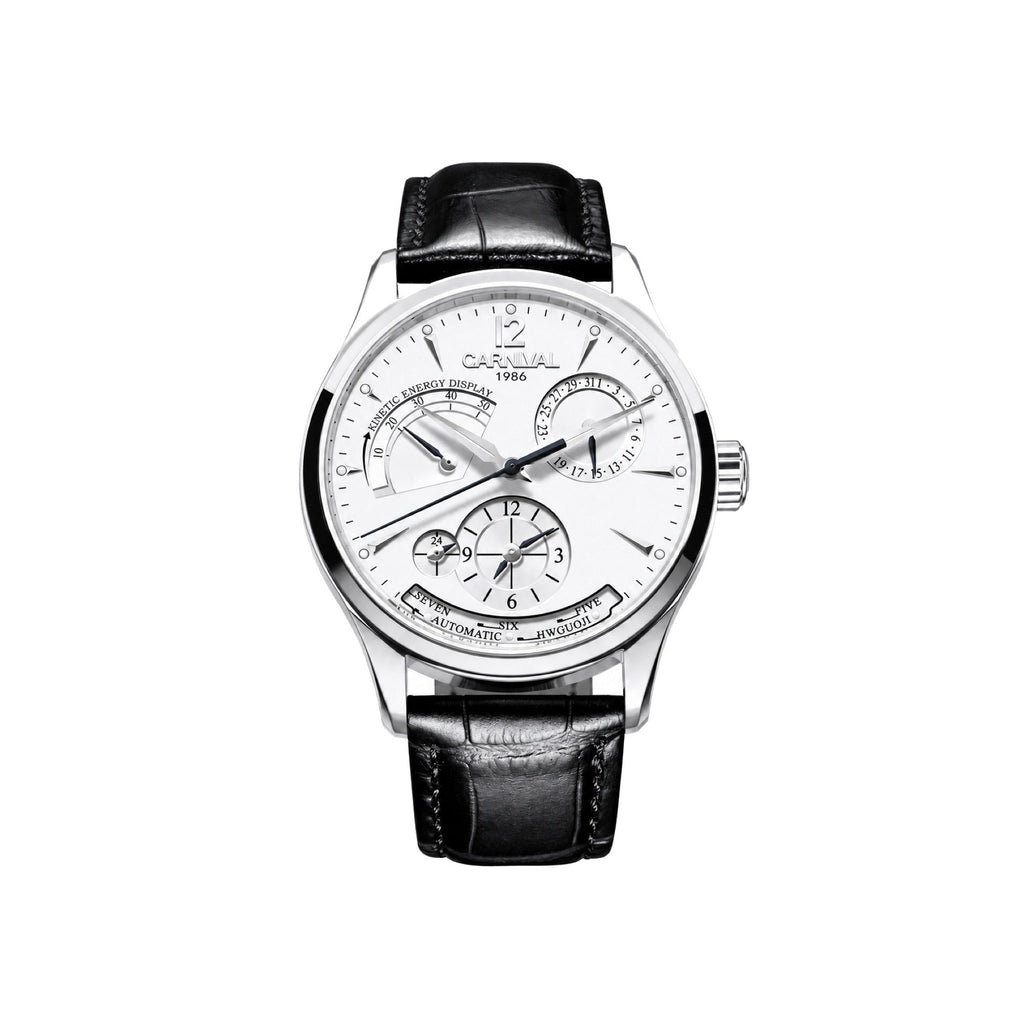 Carnival Day-Date Automatic 100M white dial watch on pure white