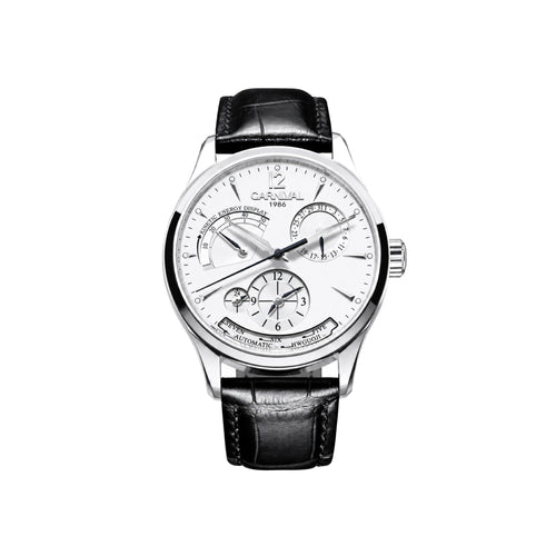 Carnival Day-Date Automatic 100M white dial watch on pure white