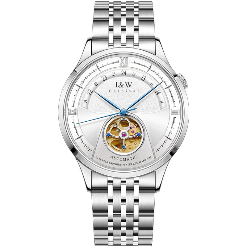 Carnival Open-Heart Automatic Watch, Steel Bracelet
